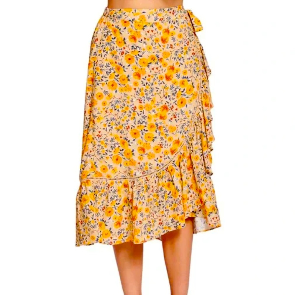 Lost + Wander Floral Wrap Skirt